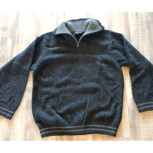 Briard Wool Sweater Men's XL Gray Heather 1/4 Zip High Neck Italy Gorpcore Warm